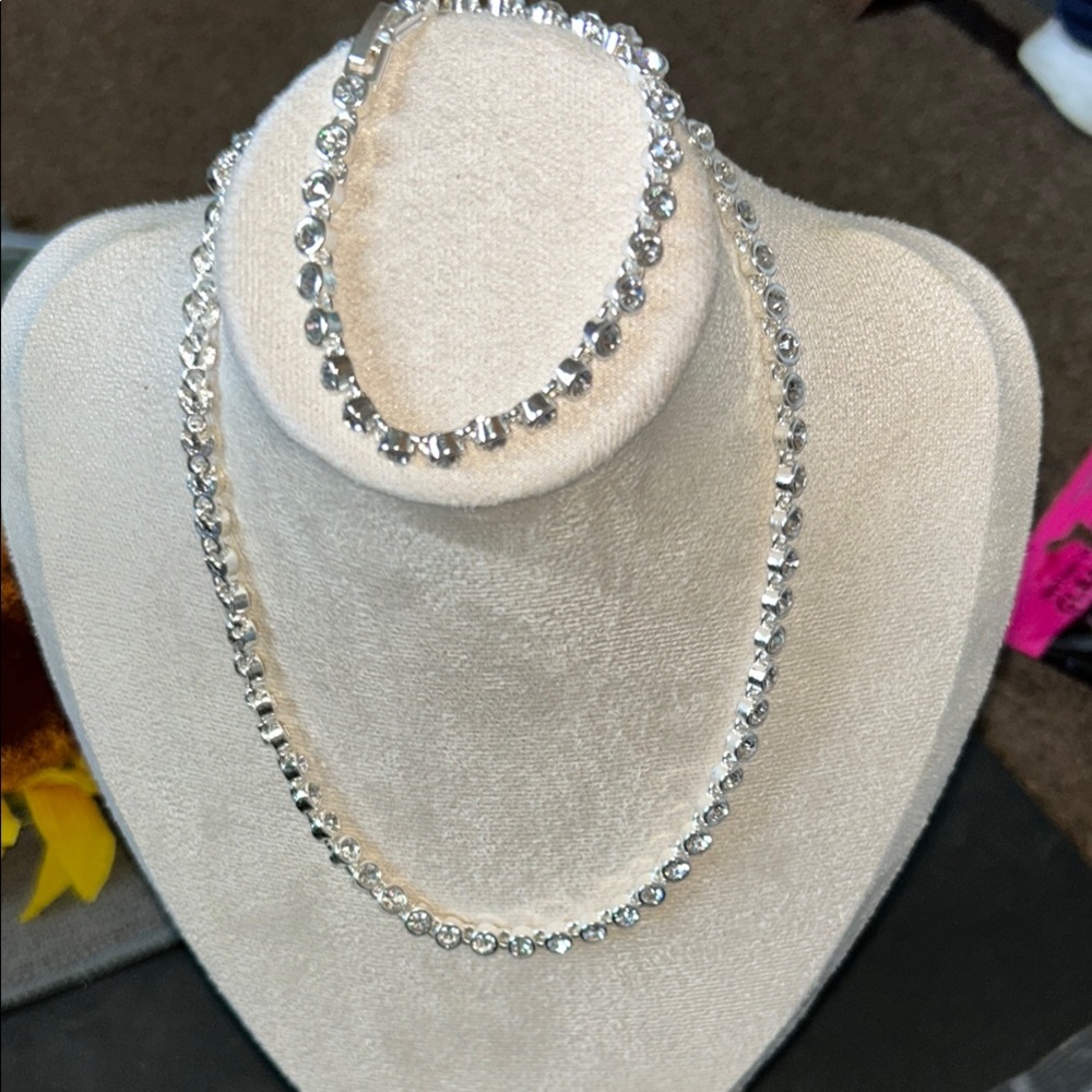 Christina Collection Layer Necklace and Bracelet with Rhinestones sparkling